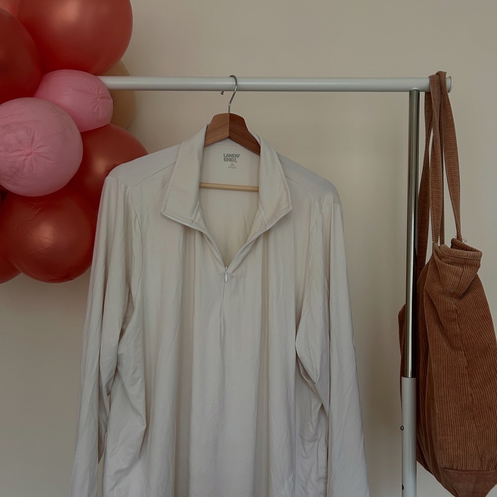 Lands' End White Casual Button Down Shirt